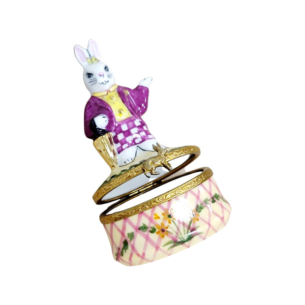 White Rabbit in Suit Porcelain Limoges Trinket Box