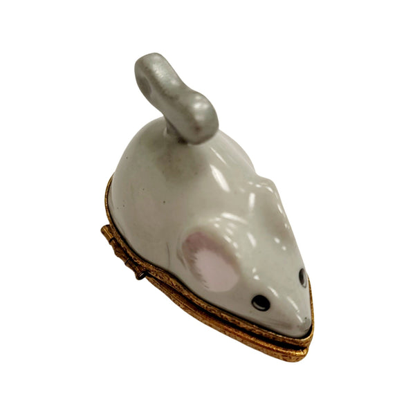 Wind up Mouse w Trap Porcelain Limoges Trinket Box