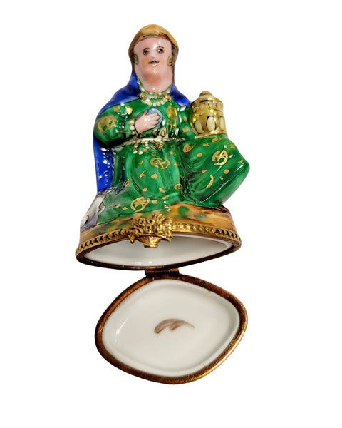 Wiseman 3 Nativity Brown Bottom Porcelain Limoges Trinket Box