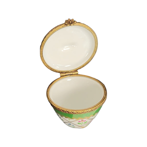Yellow Crown Top Pill Porcelain Limoges Trinket Box