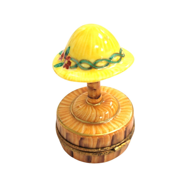 Yellow Hat on Form Porcelain Limoges Trinket Box