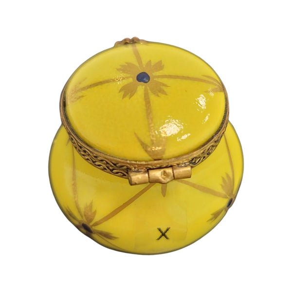 Yellow Round Pill Porcelain Limoges Trinket Box