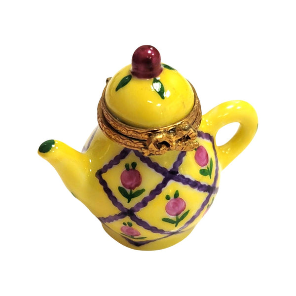 Yellow Teapot Porcelain Limoges Trinket Box