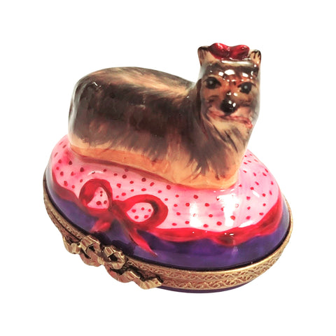 Yorkshire Terrier Yorkie Dog Porcelain Limoges Trinket Box