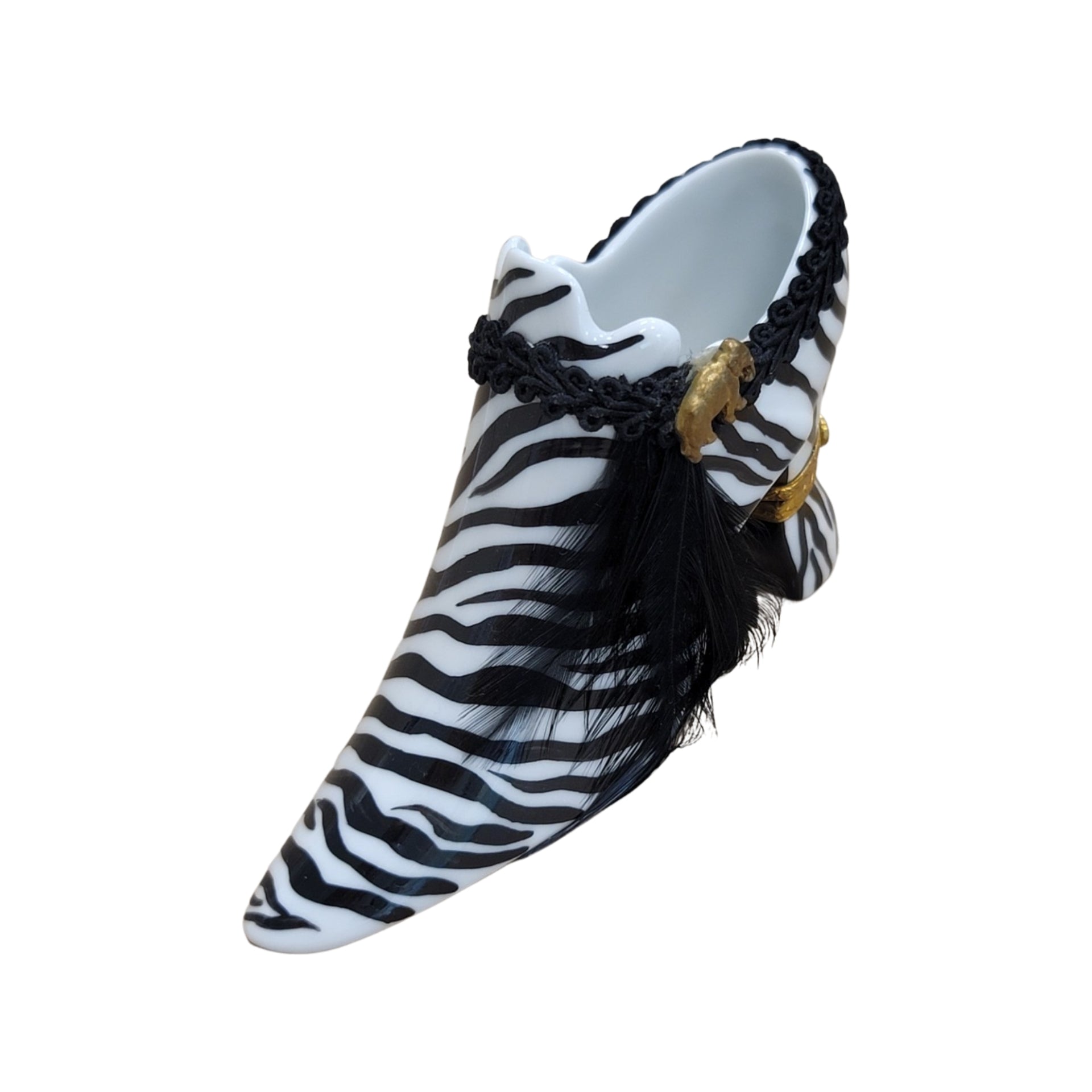 Zebra Shoe Fashion Porcelain Limoges Trinket Box