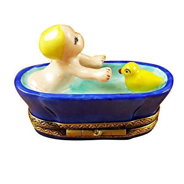 Baby in Tub with Duck limoges box