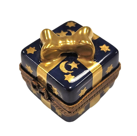 Blue Mini Moon Stars Present Gift Box Gold Bow