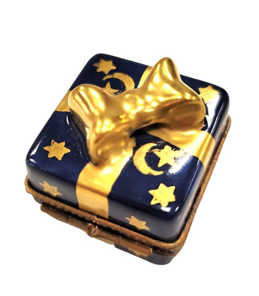 Blue Mini Moon Stars Present Gift Box Gold Bow