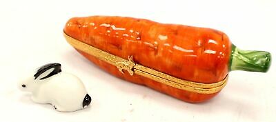 Carrot With Rabbit: Cream Limoges Box-Limoges Imports critters Limoges Boxes garden vegetables-Limoges Box Boutique