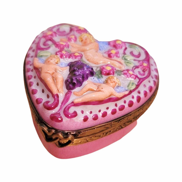 Cherubs on Heart Limoges Box
