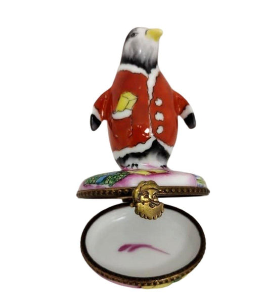 Christmas Santa Penguin Porcelain Limoges Trinket Box