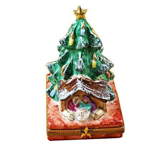 Christmas Tree with Manger Nativity limoges box