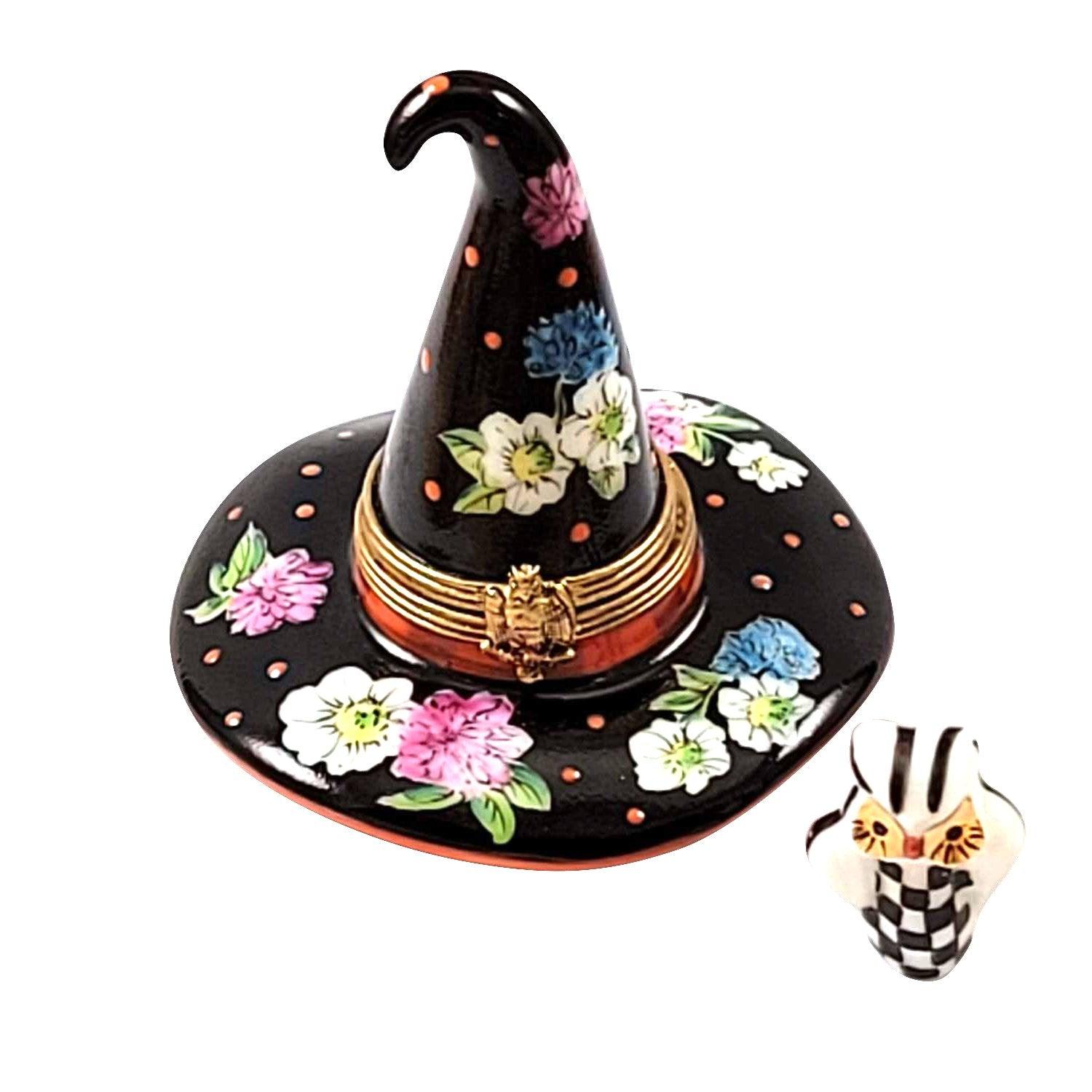 Floral Witch Hat with Removable Owl