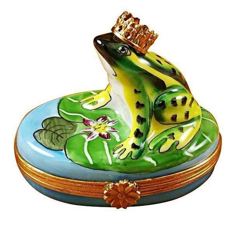 Frog with Crown Blue Base limoges box