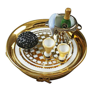 Gold Tray Caviar and Champagne in Bucket