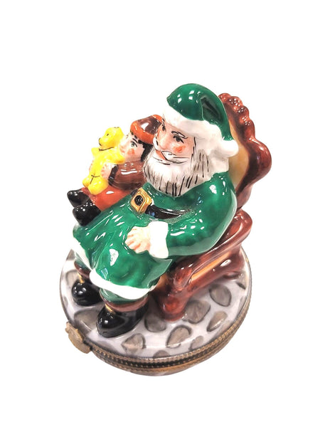 Green Coat Santa with Child on Lap Detailed