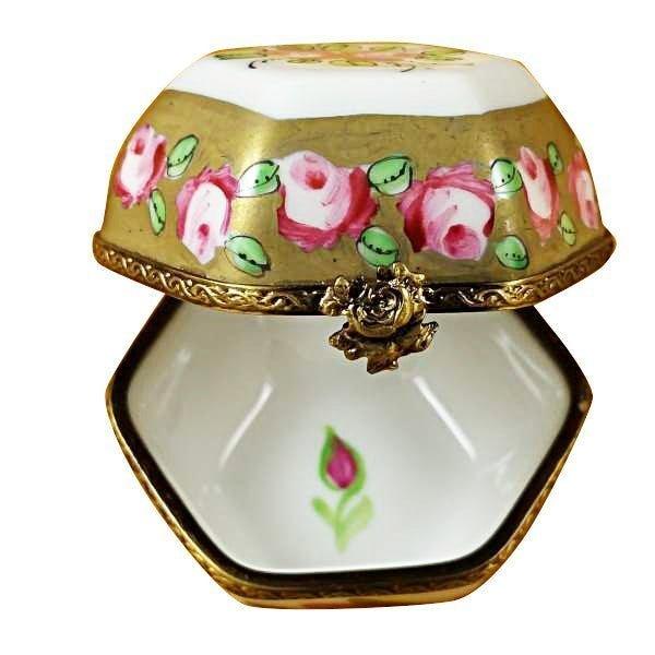 Hexagon with Flowers limoges box