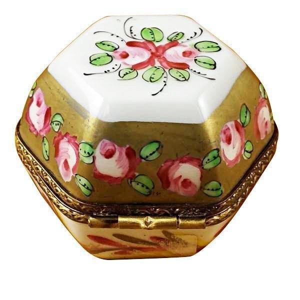 Hexagon with Flowers limoges box