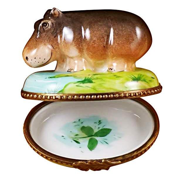 Hippopotamus Limoges Box Porcelain Figurine