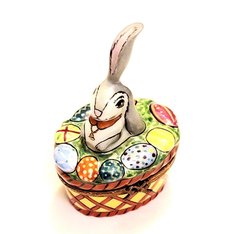Long Earred Easter Bunny Rabbit w Limoges Box