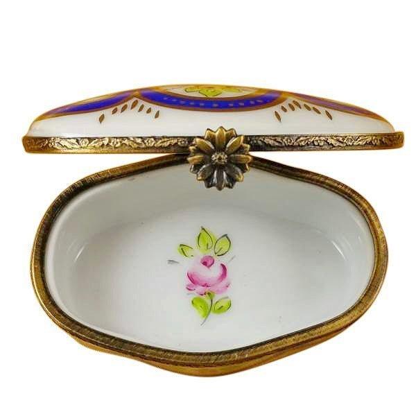 Oval with Blue & Flowers limoges box