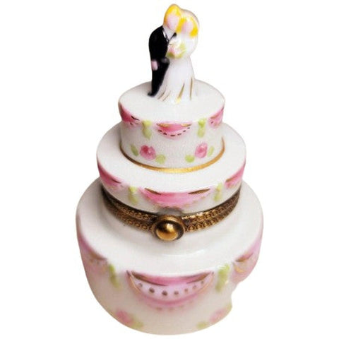 Blond Bride And Groom White Pink Wedding Cake