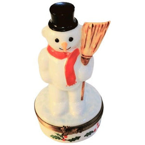 Snowman w Broom Chamart Limoges Box
