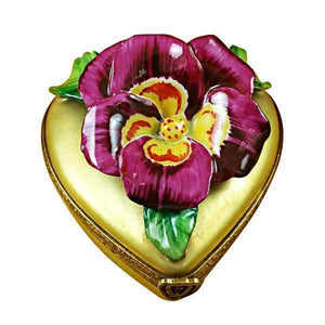 Pansy On Gold Heart