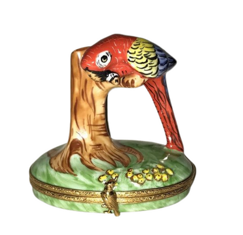 Red Macaw Limoges Porcelain Box