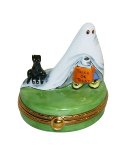 Trick Or Treater With Cat Limoges Porcelain Box