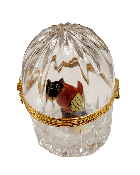 Limoges Parrot in Crystal Cage Extremely Rare