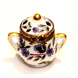 Purple Flowers Pot Canister Urn Tea Chest Limoges Box