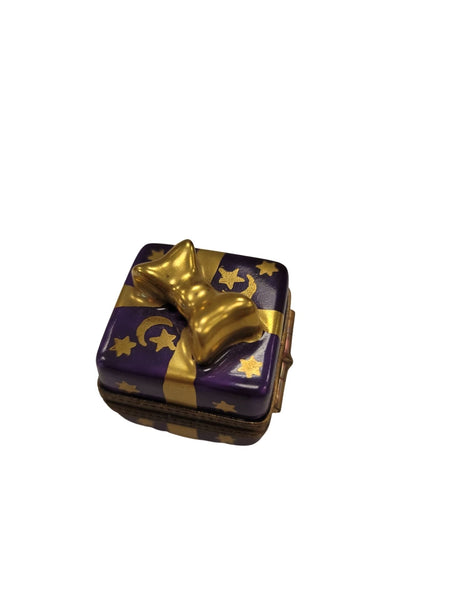 Purple Mini Moon Stars Present Gift Box Gold Bow