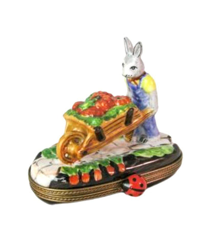 Rabbit w Wheel Barrow - Limoges Box