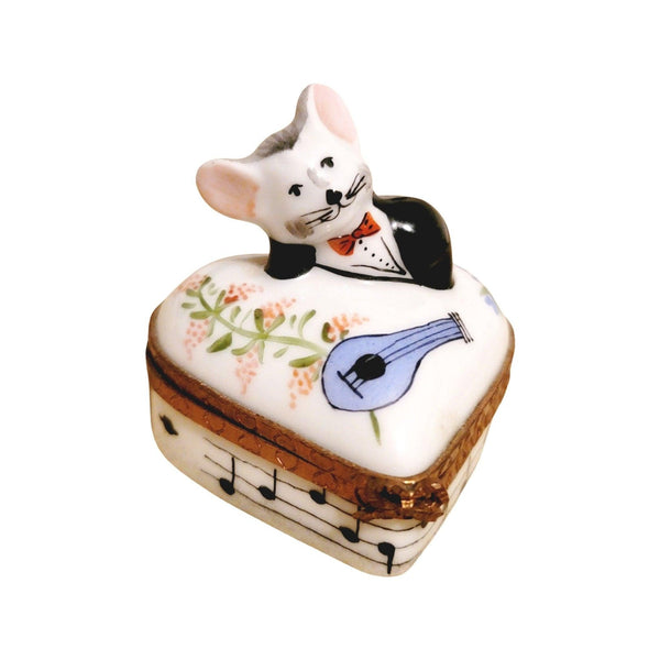 Serenade Musial Love Mouse Dating on Heart Limoges Box