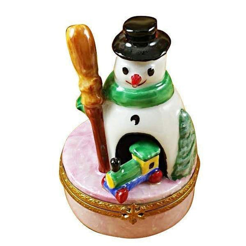 Snowman with Train limoges box