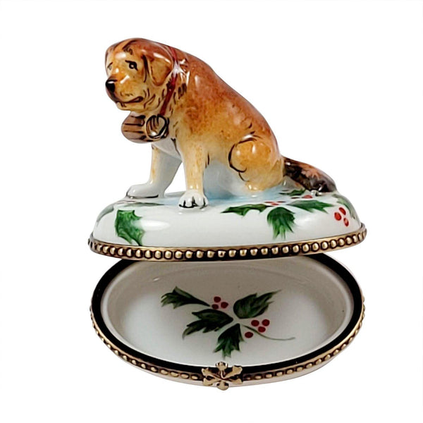St. Bernard with Holly limoges box