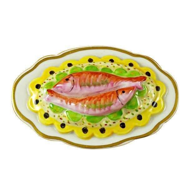 Two Salmon Fish on a Platter limoges box