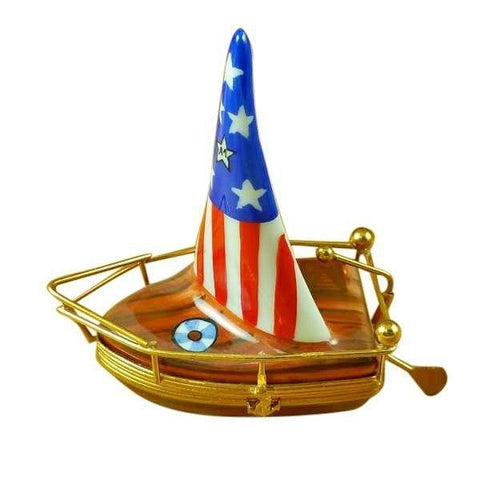 USA Sailboat with Rudder limoges box