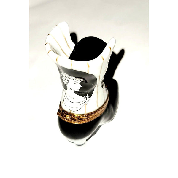 White Black Striped Victorian Boot