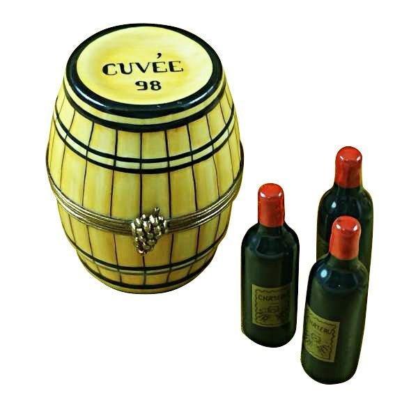 Wine Barrel with 3 Bottles limoges box