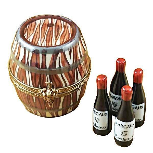 Wine Barrel with 4 Bottles limoges box