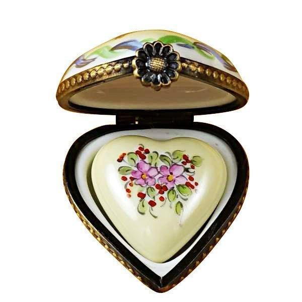 Yellow & Green Heart with Removable Heart limoges box