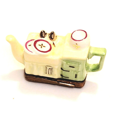 Yellow Green Kitchen Sink Teapot Limoges Box